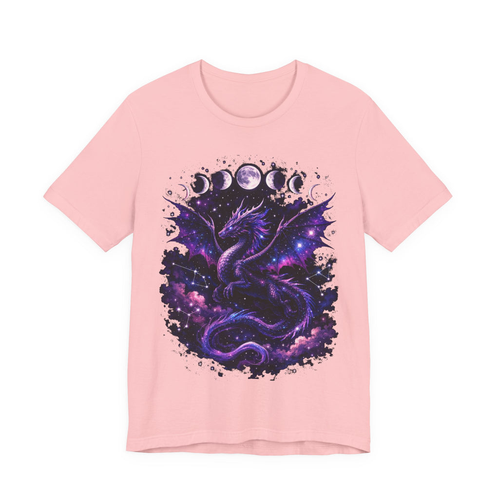 Celestial Moonphase Dragon T-Shirt — Purple Galaxy Fantasy Tee