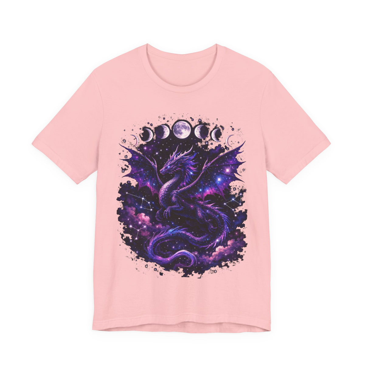 Celestial Moonphase Dragon T-Shirt — Purple Galaxy Fantasy Tee