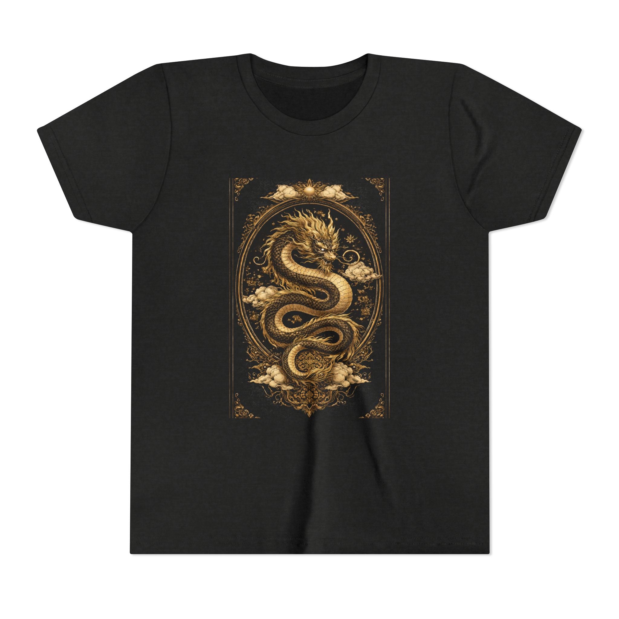Youth Tee — Gold Dragon Vintage Art Graphic Shirt