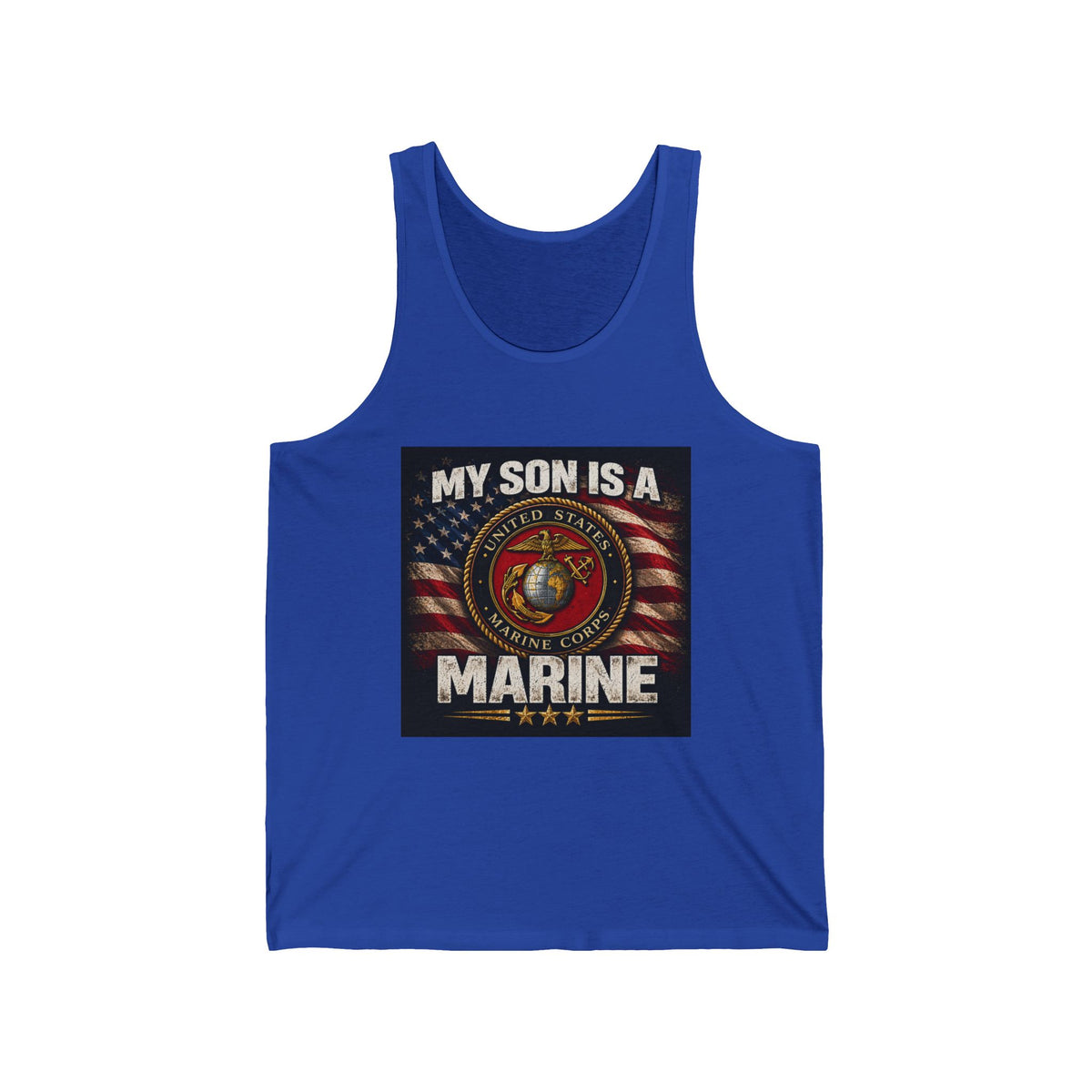 Marine Mom Tank Top — "My Son Is A Marine" Patriotic USMC Flag Design