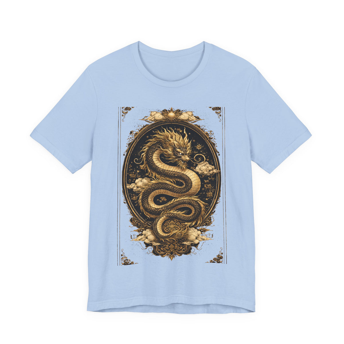 Dragon Oval Graphic Tee — Vintage Gold Snake Illustration T-Shirt