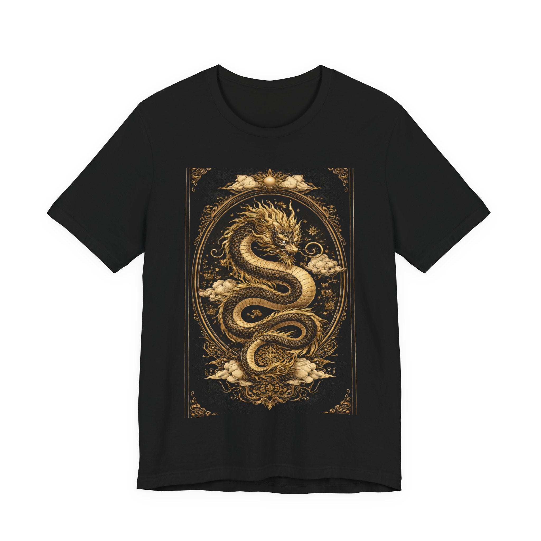 Dragon Oval Graphic Tee — Vintage Gold Snake Illustration T-Shirt