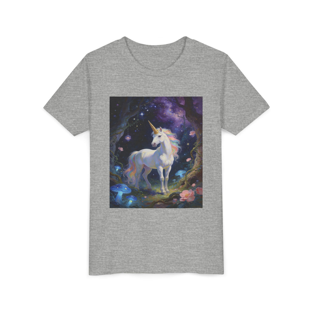 Youth Unicorn Tee — Magical Night Forest Unicorn Graphic Shirt