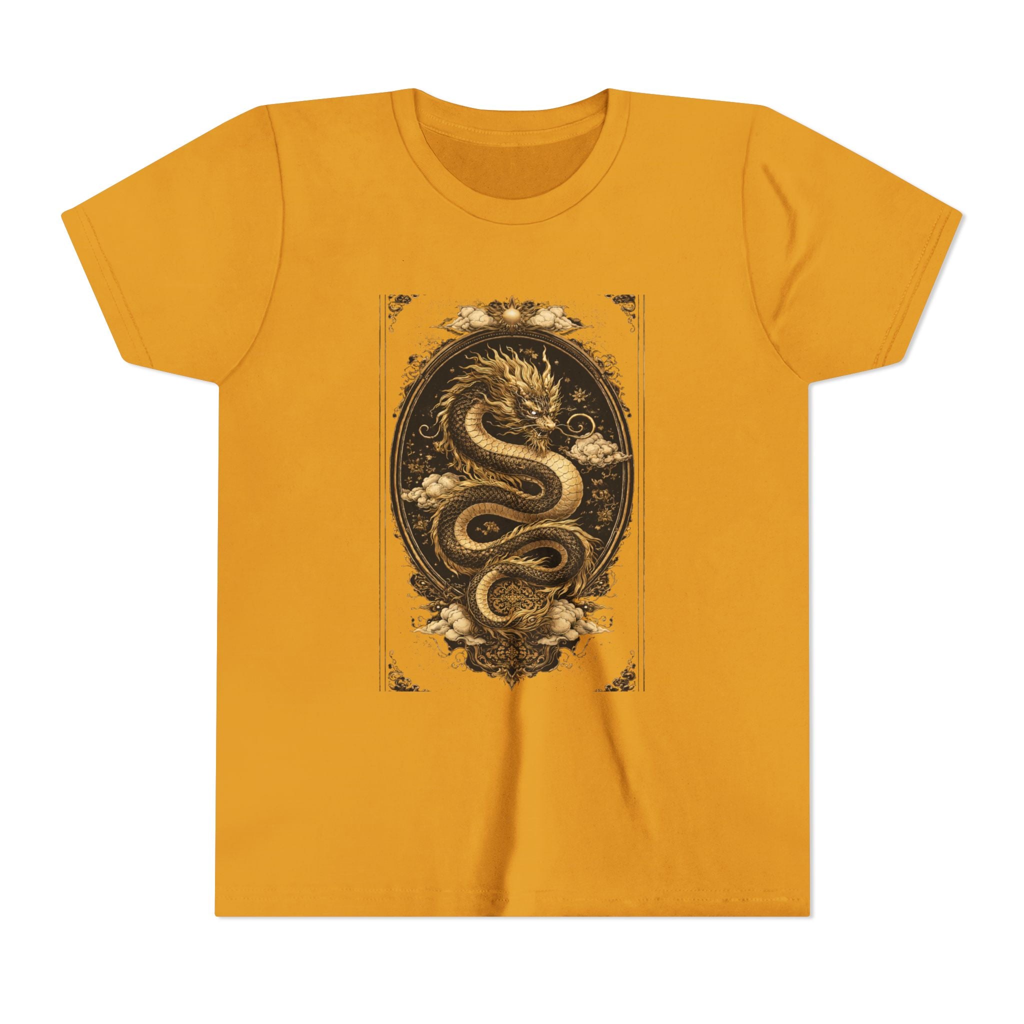 Youth Tee — Gold Dragon Vintage Art Graphic Shirt