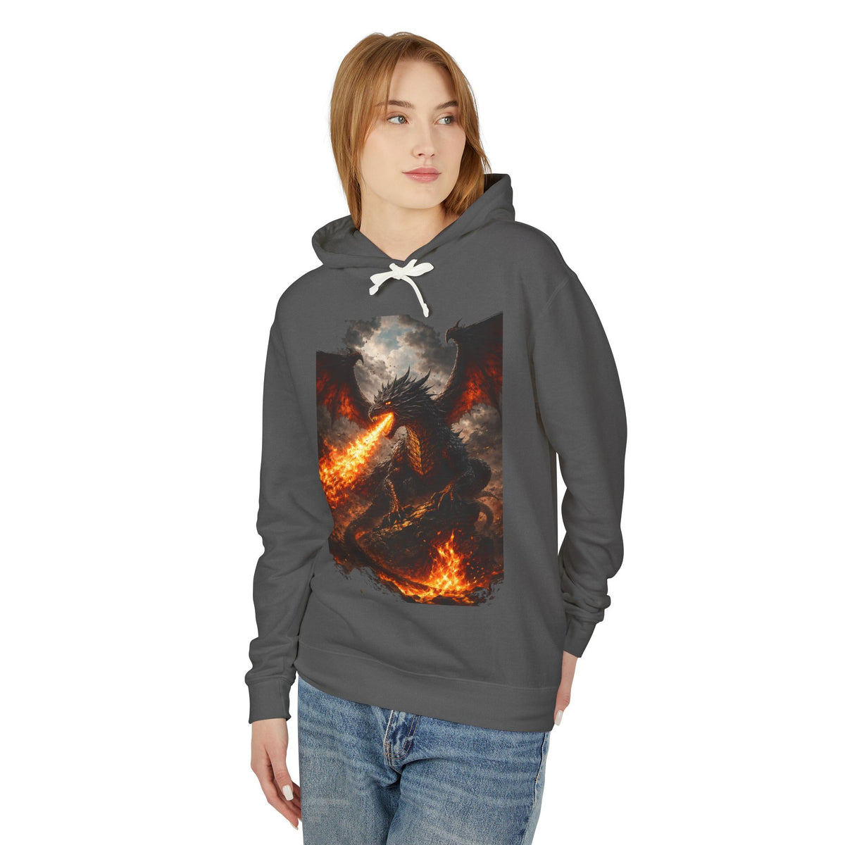 Dragon Fire Hoodie – Mythical Fire-Breathing Dragon Graphic Hoodie