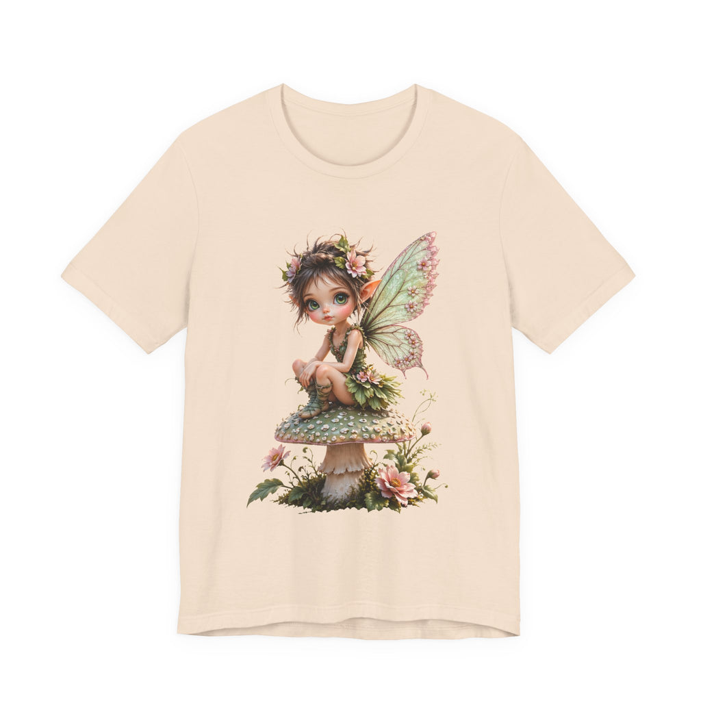 Fairy Mushroom Tee — Cute Woodland Fairy Sitting on Toadstool Graphic T-Shirt