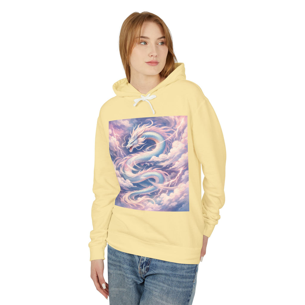 Pastel Cloud Dragon Hoodie — Ethereal Fantasy Hoodie for Fans of Mythical Art