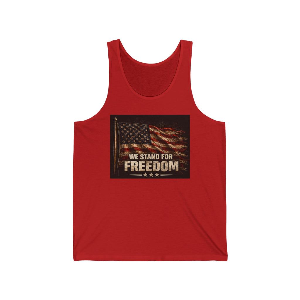 Freedom Flag Tank Top – "We Stand for Freedom" Patriotic American Flag Tank