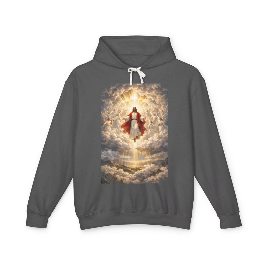 Christian Jesus Hoodie — Ascension Clouds Religious Graphic Sweatshirt