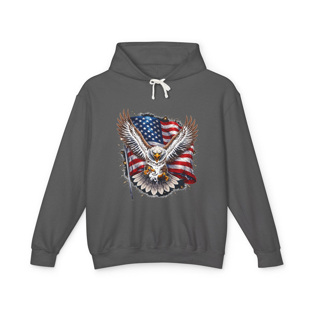 American Eagle Hoodie — Patriotic Bald Eagle with USA Flag Graphic