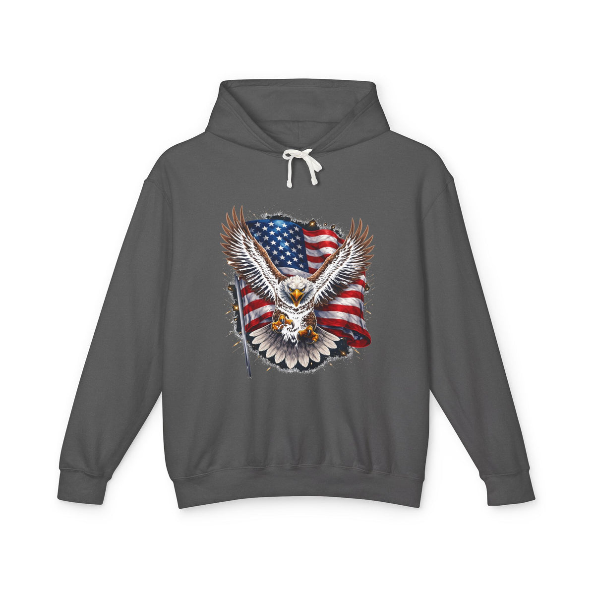American Eagle Hoodie — Patriotic Bald Eagle with USA Flag Graphic