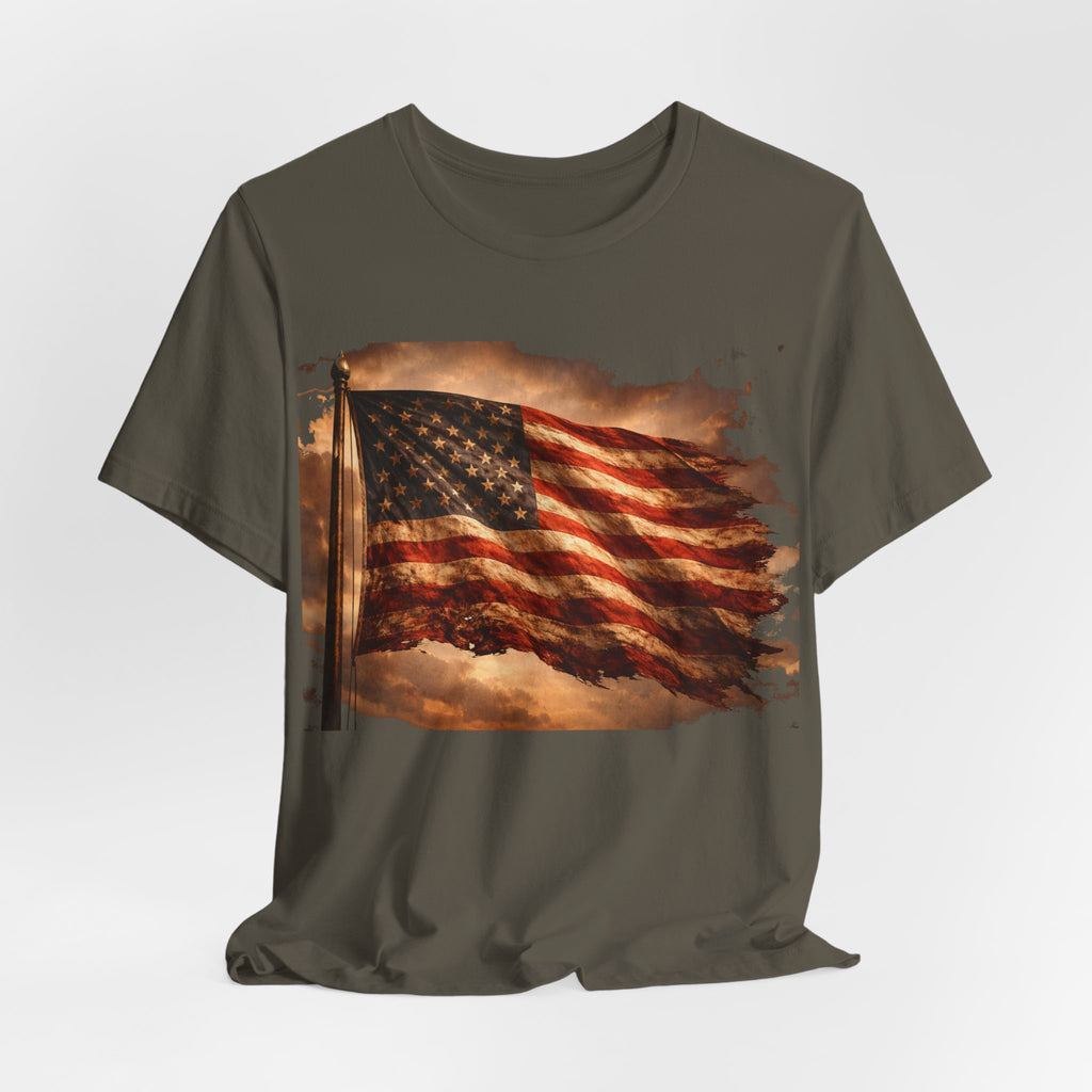 Distressed American Flag T‑Shirt — Vintage Patriotic Tee for 4th of July & Veterans