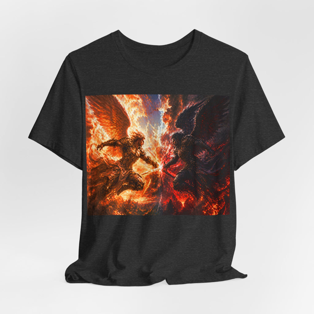 Angel vs Demon Battle T-Shirt — Fiery Fantasy Art Graphic Tee