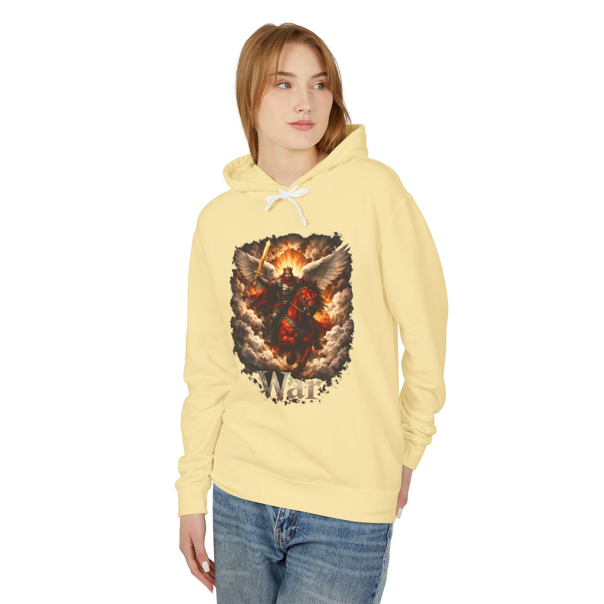 Archangel Warrior Hoodie – Fiery Guardian Graphic Sweatshirt