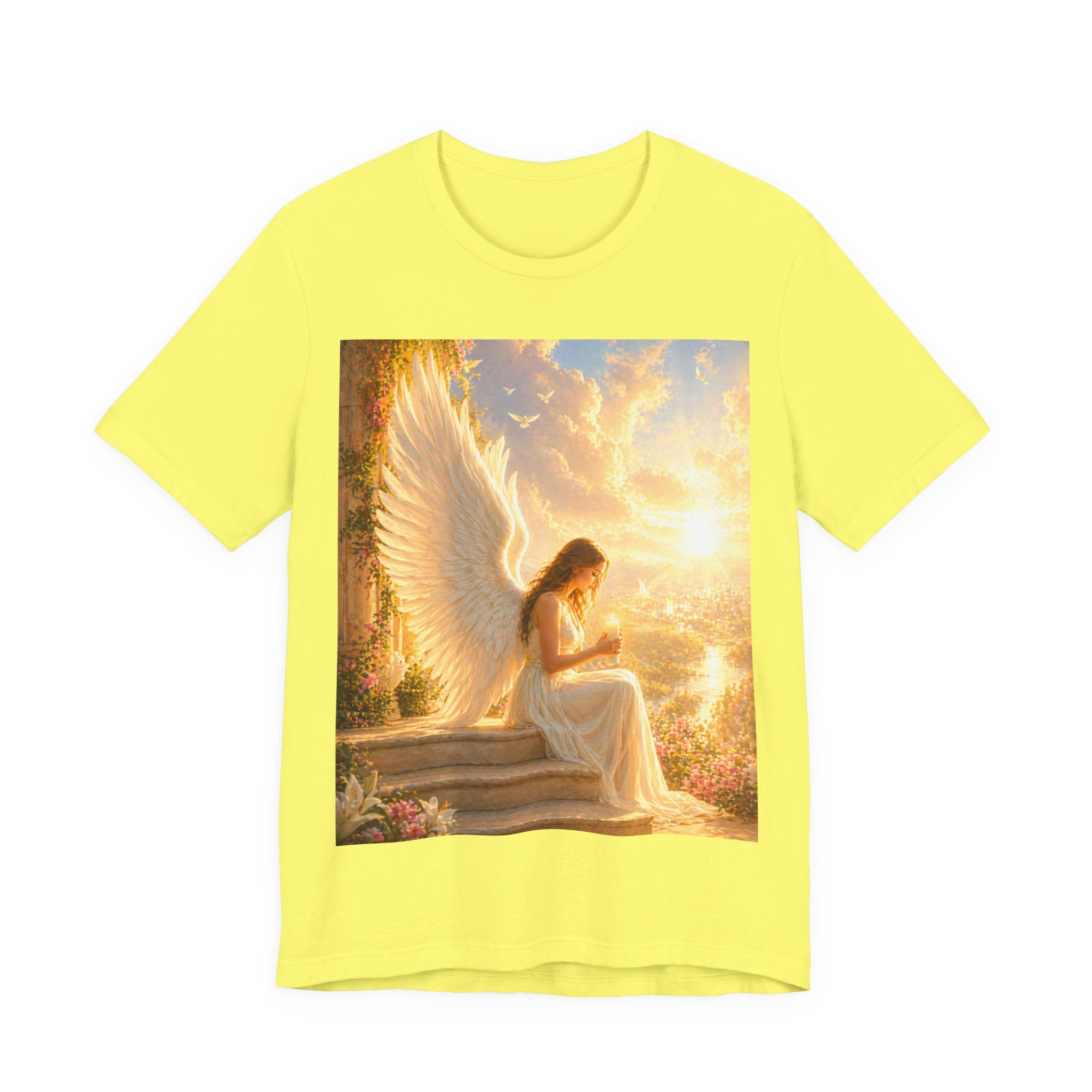 Angel Prayer T‑Shirt — Serene Winged Angel Graphic Tee for Spiritual Gifts & Memorials