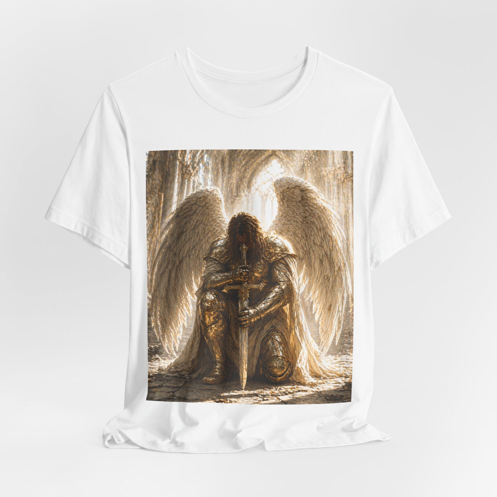 Guardian Angel Graphic Tee — Praying Winged Warrior T-Shirt