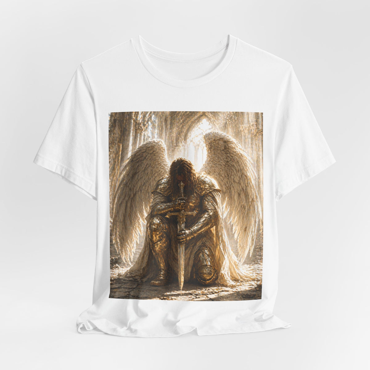 Guardian Angel Graphic Tee — Praying Winged Warrior T-Shirt