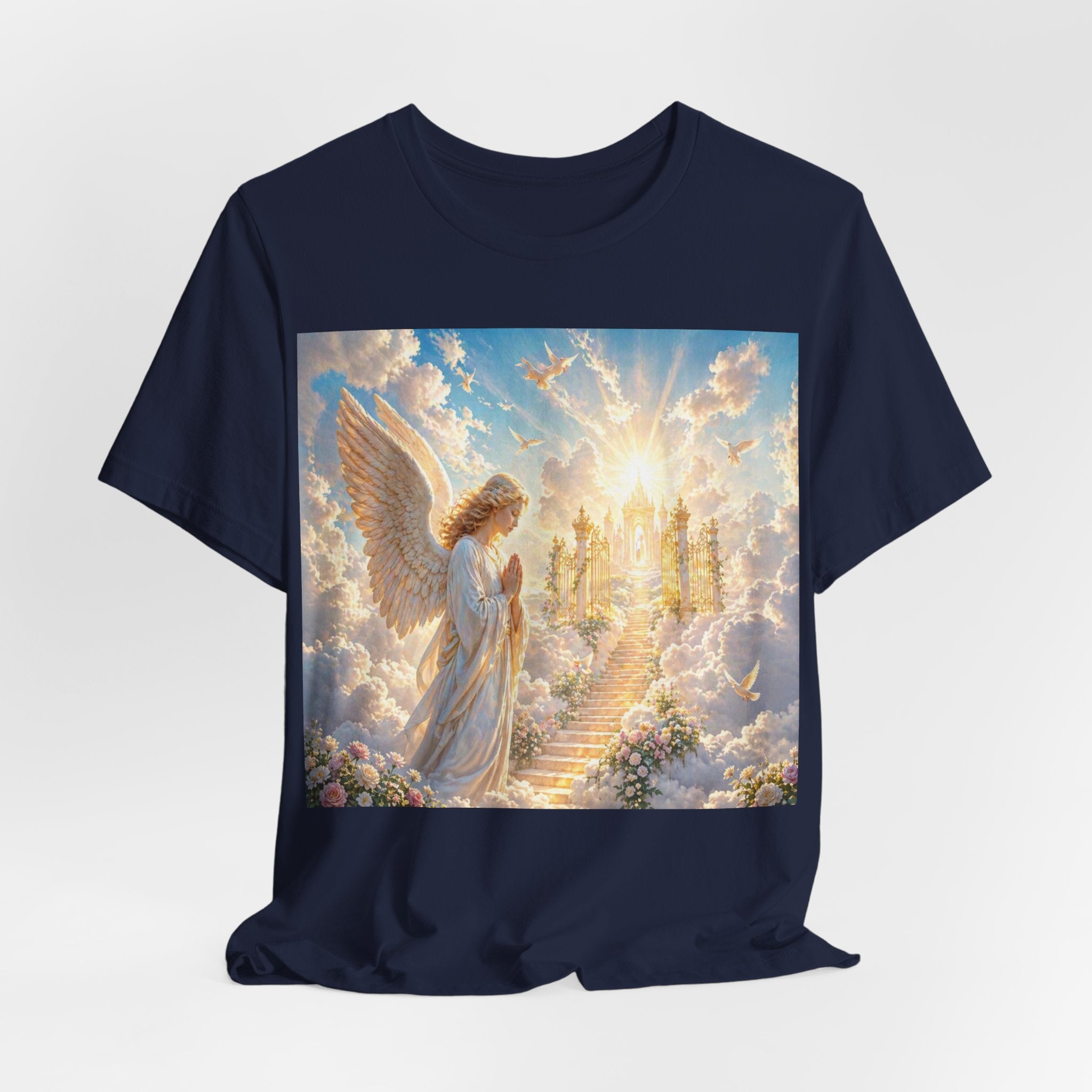 Heavenly Angel Stairway T-Shirt — Serene Christian Faith Tee
