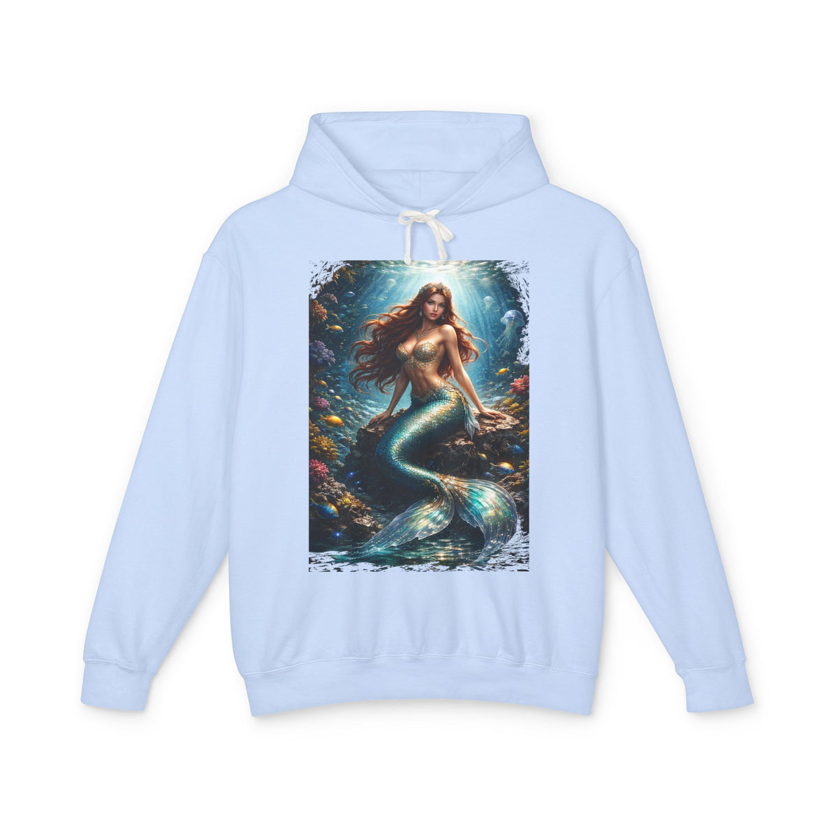 Mermaid Art Hooded Sweatshirt — Mystical Ocean Fantasy Hoodie