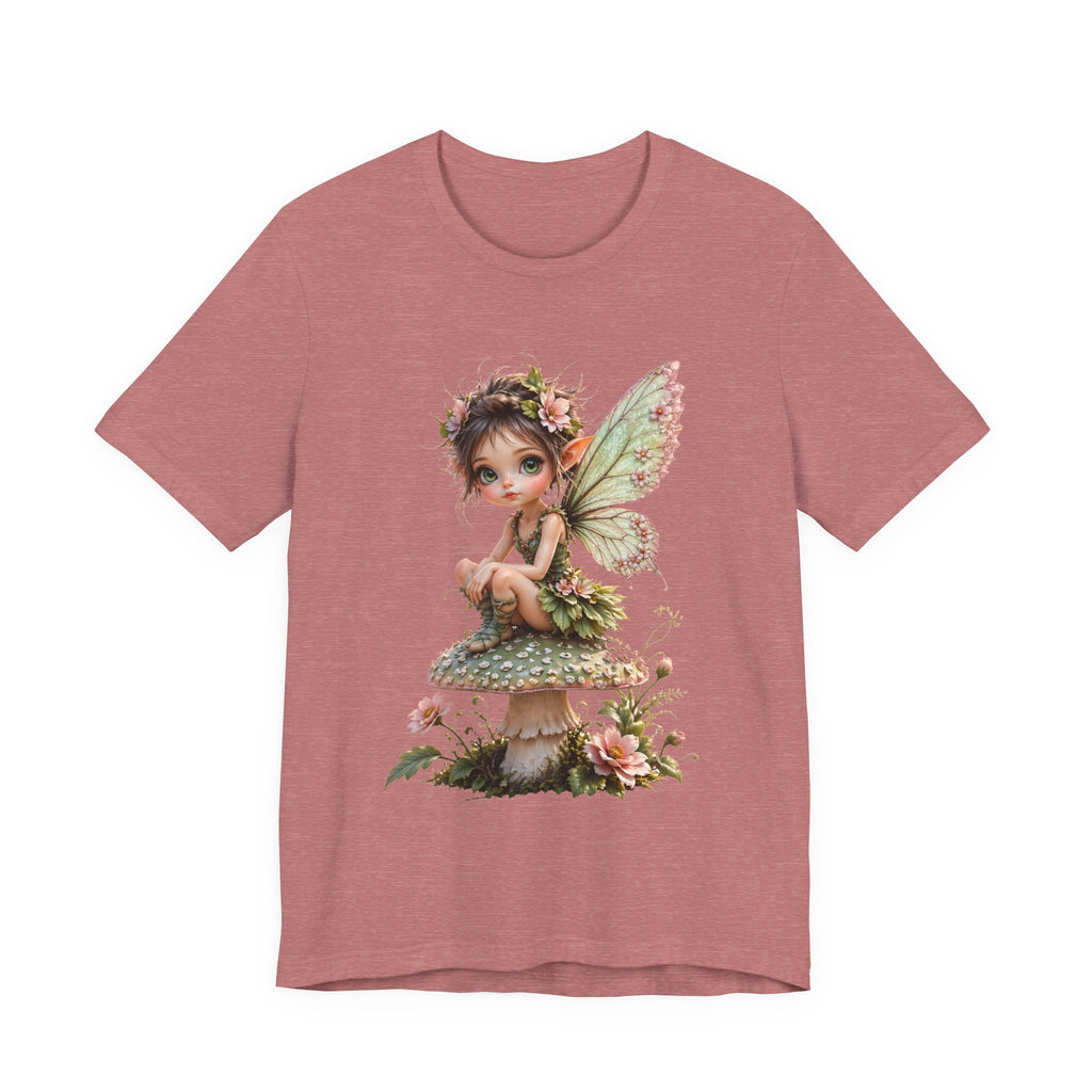 Fairy Mushroom Tee — Cute Woodland Fairy Sitting on Toadstool Graphic T-Shirt