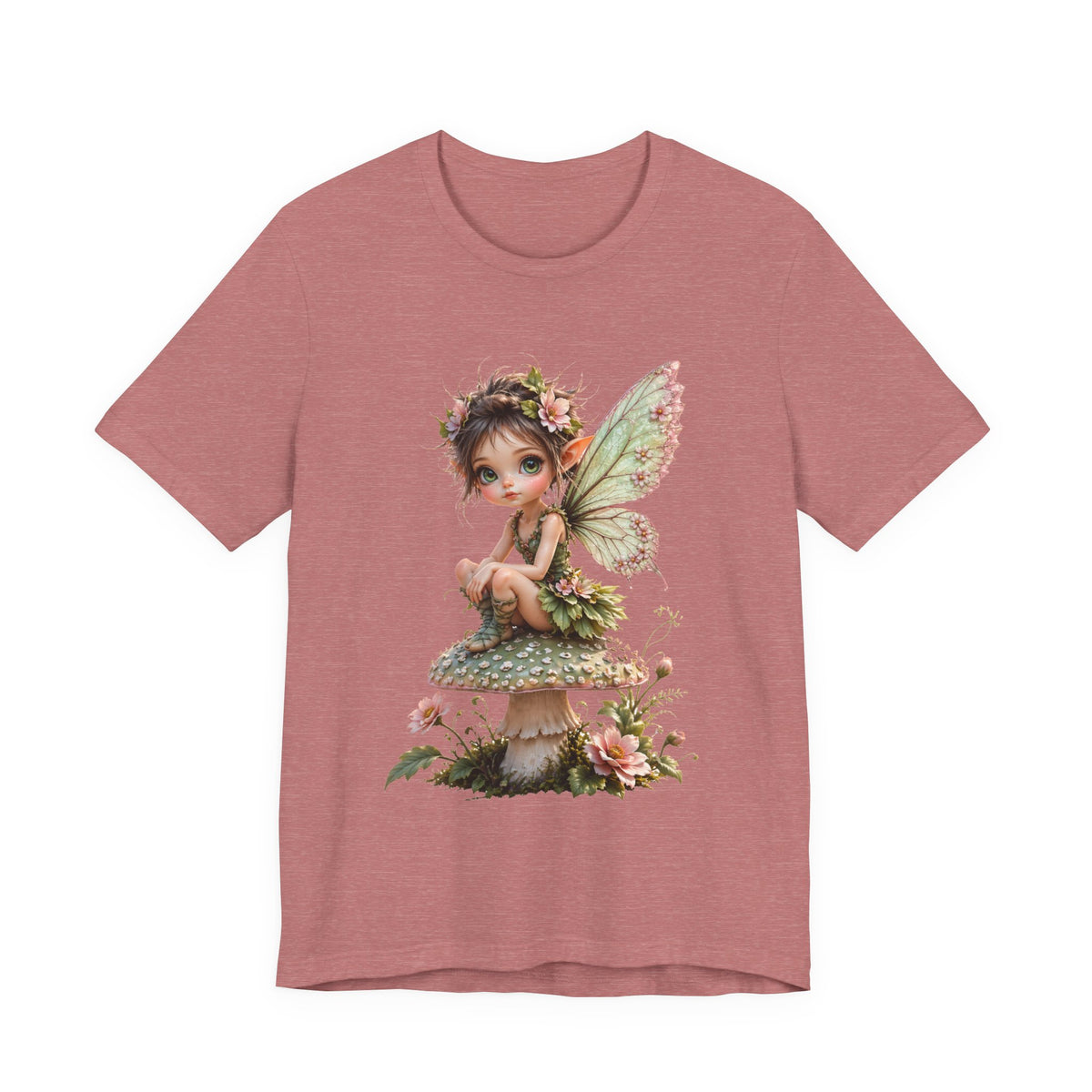 Fairy Mushroom Tee — Cute Woodland Fairy Sitting on Toadstool Graphic T-Shirt
