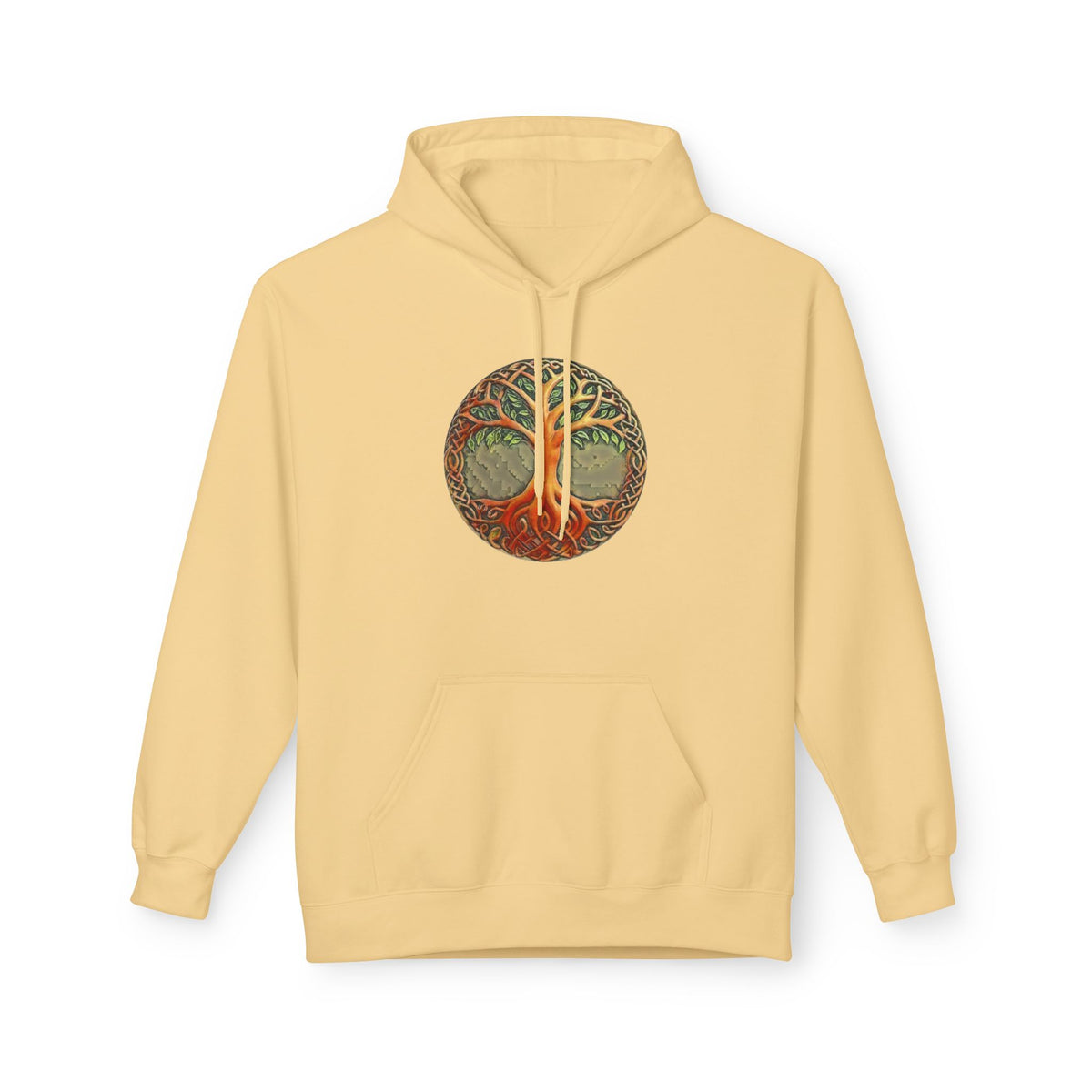Yggdrasil Tree of Life Cotton Hoodie — Vintage Botanical Forest Graphic
