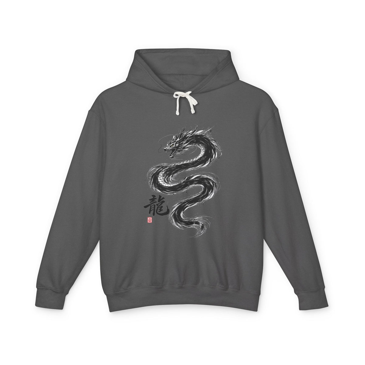Dragon Ink Hoodie — Oriental Brush Stroke Dragon Sweatshirt