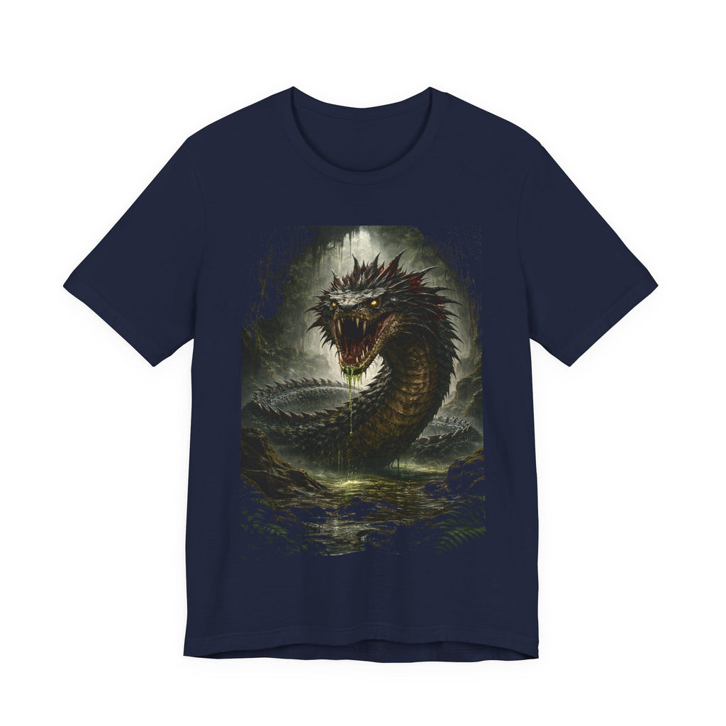 Basilisk Sea Serpent Graphic Tee — Dark Mythical Dragon Shirt