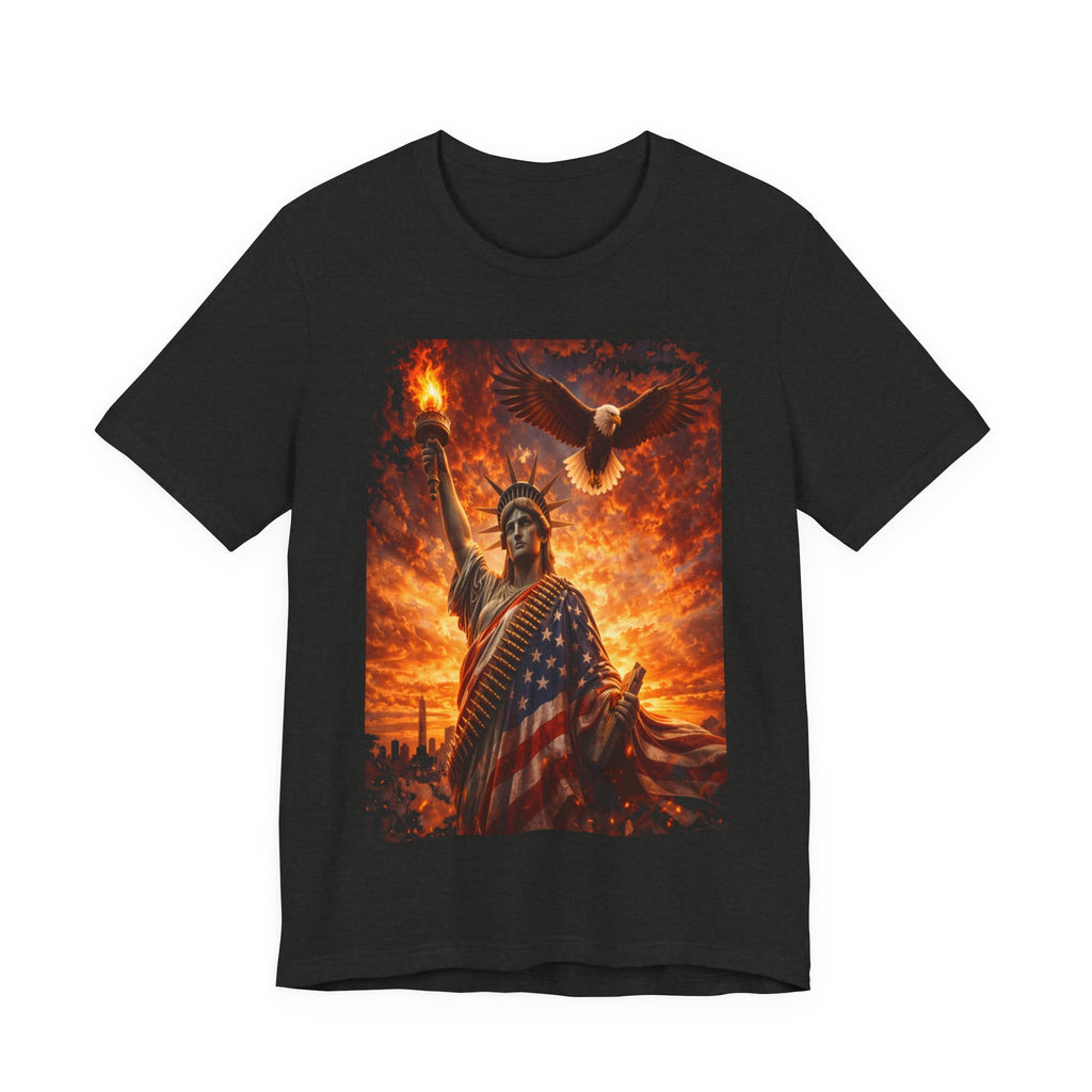 Liberty & Pride T-Shirt — Statue of Liberty with American Flag and Dove