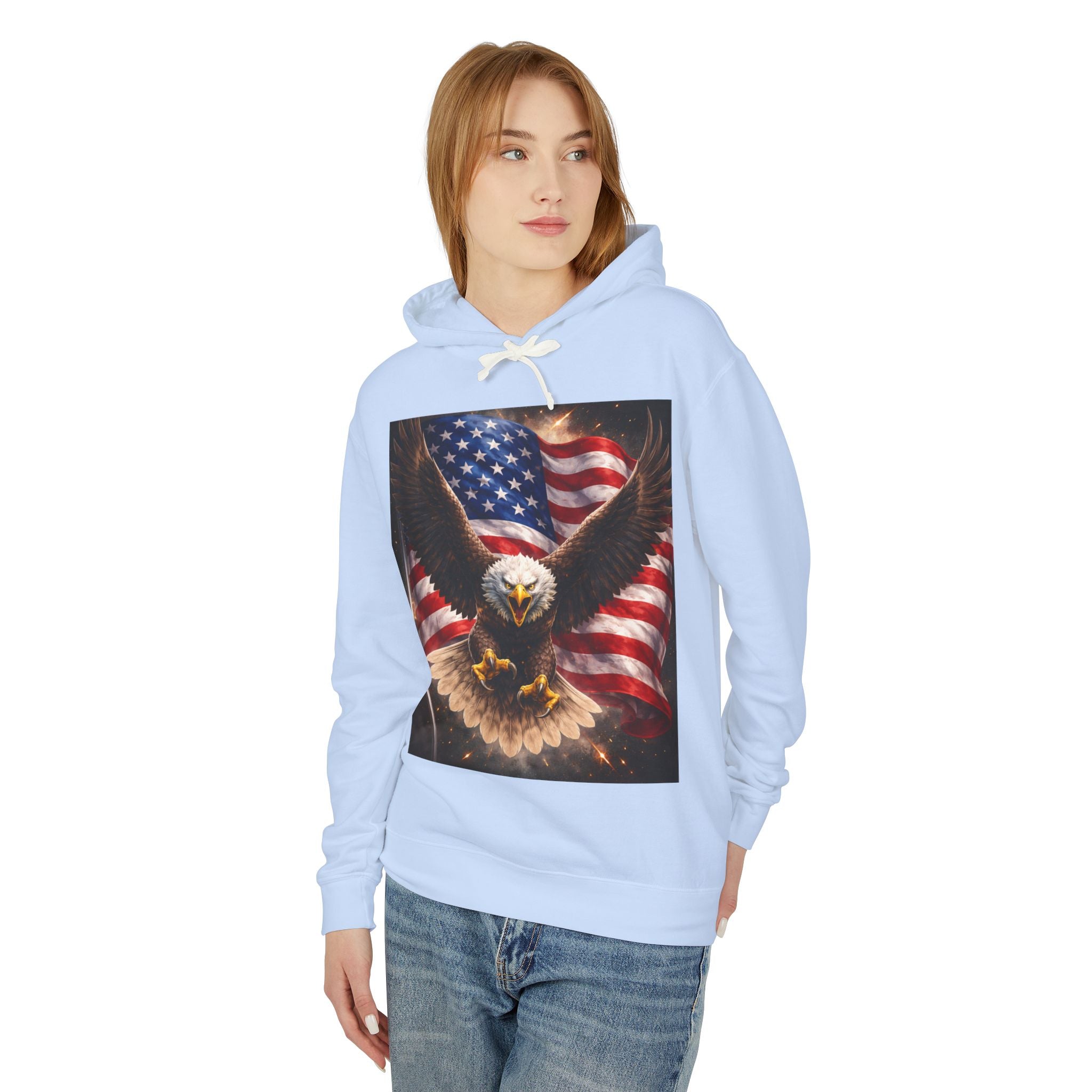 American Flag Eagle Hoodie — Patriotic Bald Eagle Sweatshirt for 4th of July