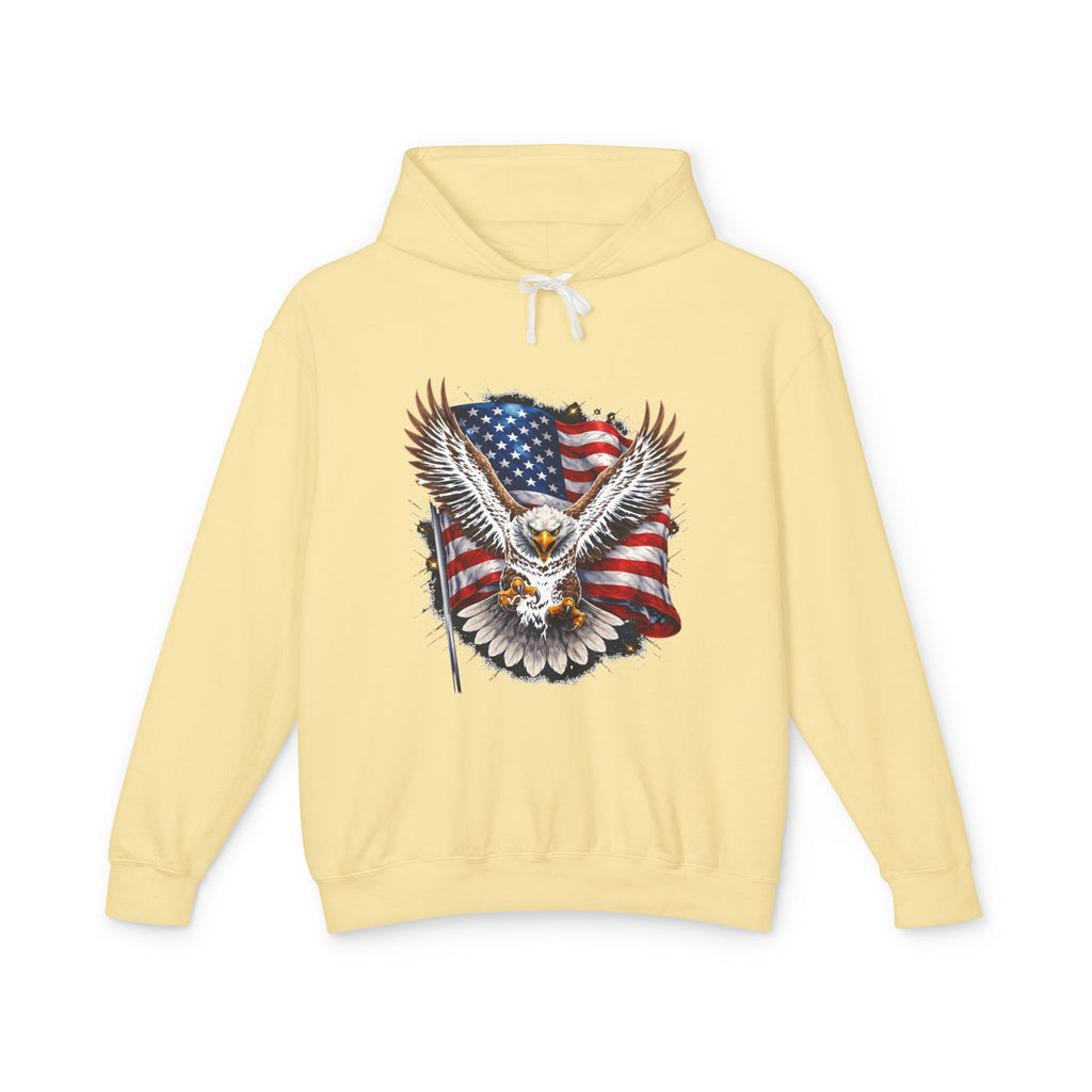 American Eagle Hoodie — Patriotic Bald Eagle with USA Flag Graphic