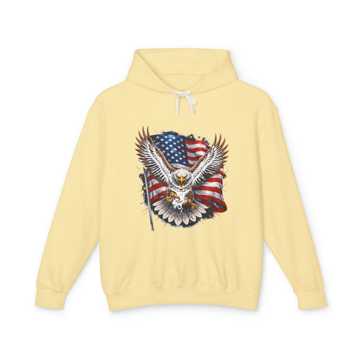 American Eagle Hoodie — Patriotic Bald Eagle with USA Flag Graphic