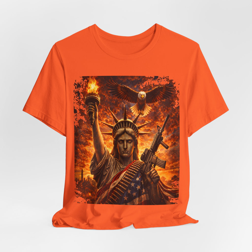 USA Liberty T-Shirt — Statue of Liberty with Eagle & Flag Graphic