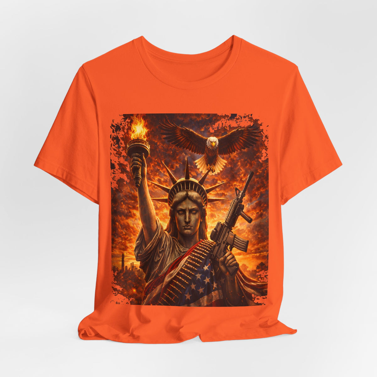 USA Liberty T-Shirt — Statue of Liberty with Eagle & Flag Graphic