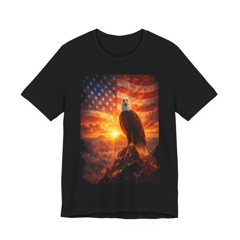 Patriotic Eagle T-Shirt – American Flag Sunrise Graphic Tee