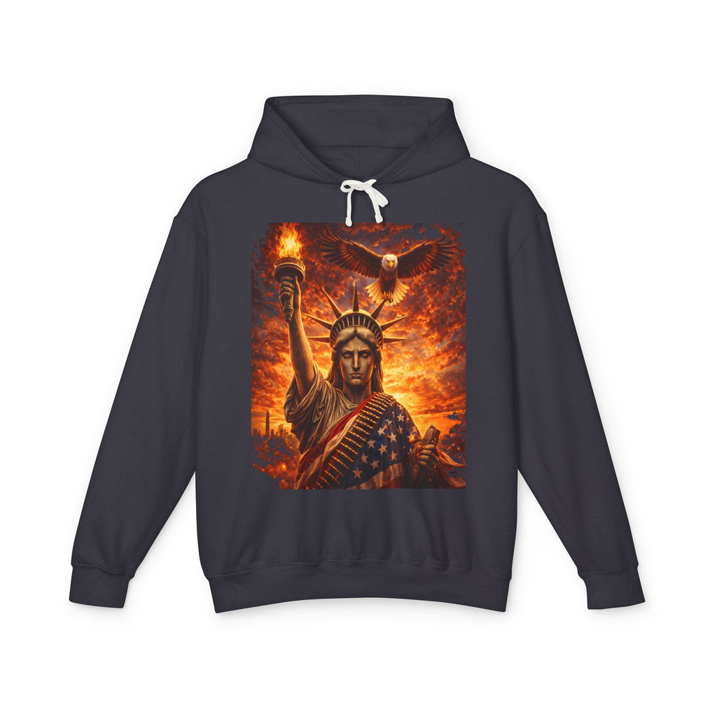 Statue of Liberty Flame Graphic Hoodie — Patriot Fire Art Sweatshirt