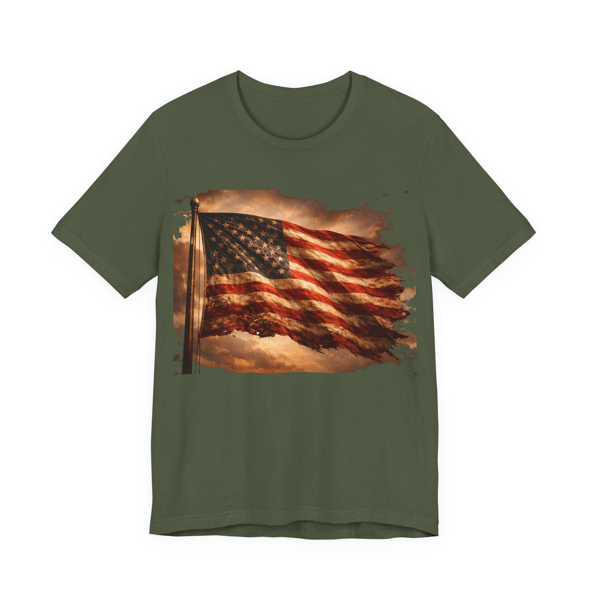 Distressed American Flag T‑Shirt — Vintage Patriotic Tee for 4th of July & Veterans