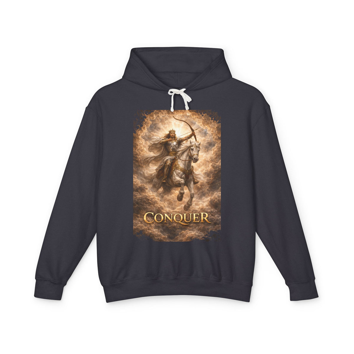 The white horse from Revelation 6:1-2! Conquer Warrior Hoodie — Fantasy Archer Graphic Pullover