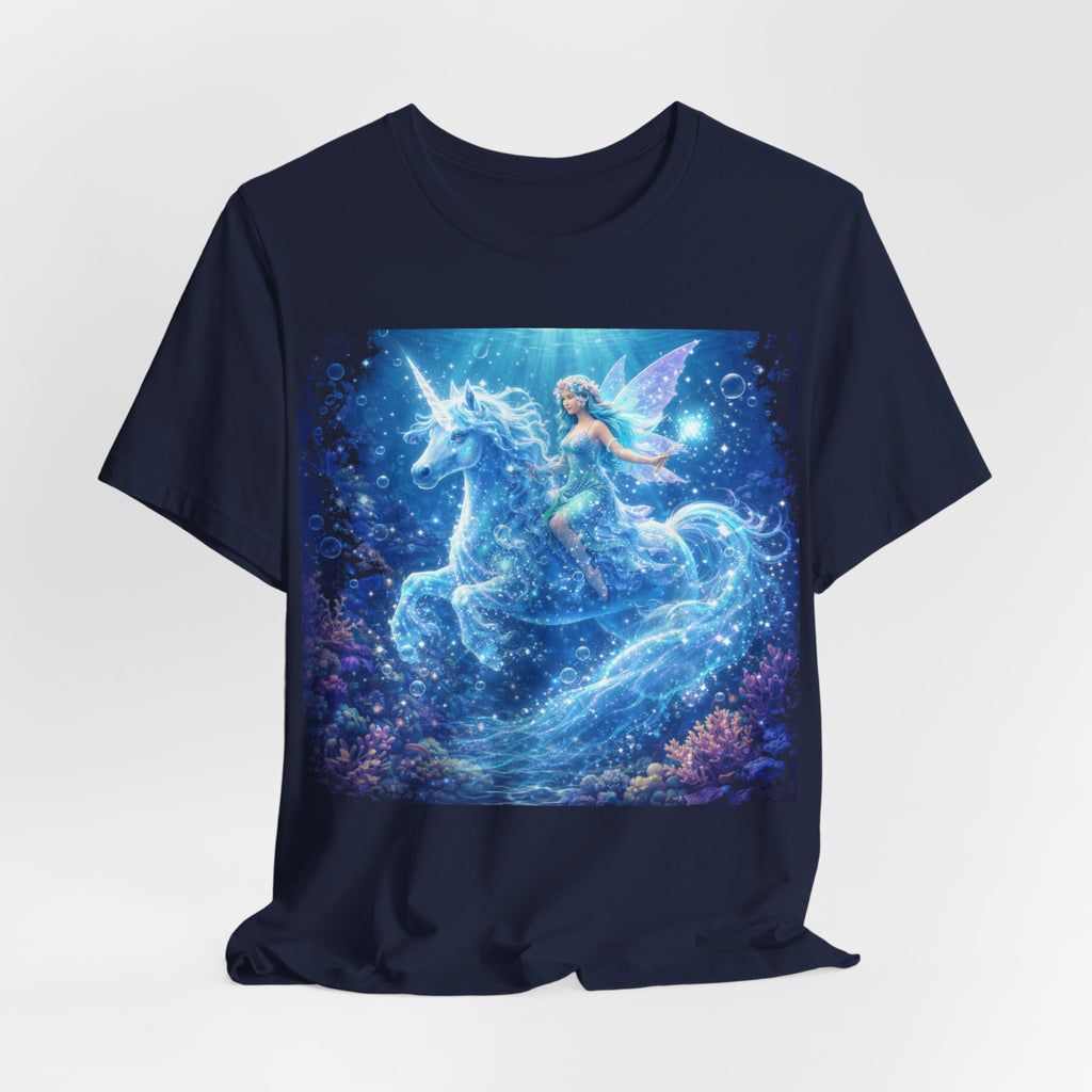 Mystical Blue Unicorn & Fairy Tee — Fantasy Magic Horse T-Shirt