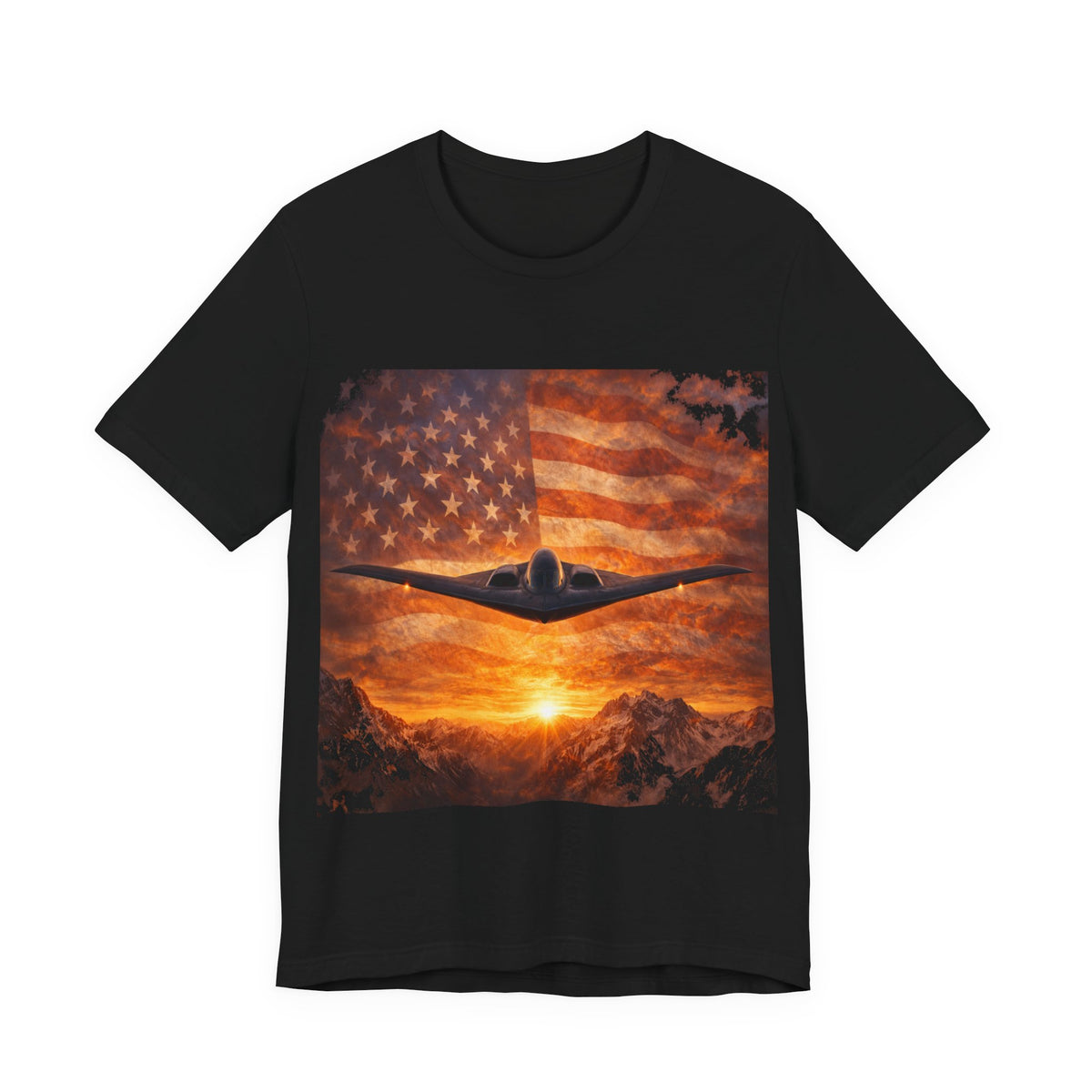 American Flag Bomber Plane T-Shirt — Patriotic Military Aviation Tee