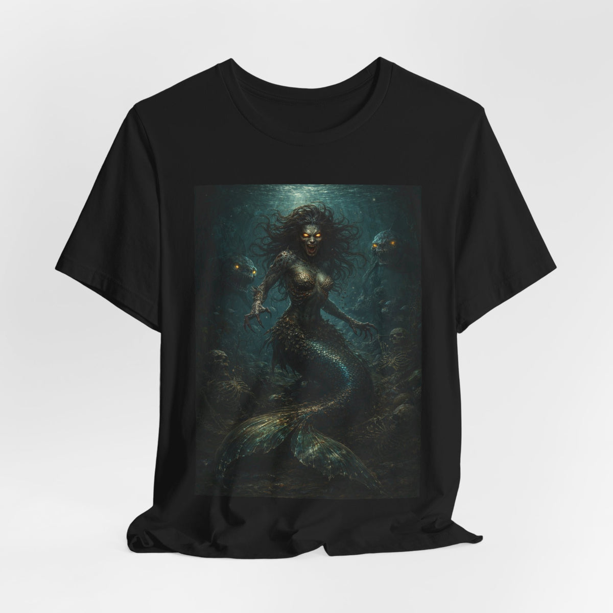Mermaid Gothic Art Tee — Dark Fantasy Ocean Siren T-Shirt