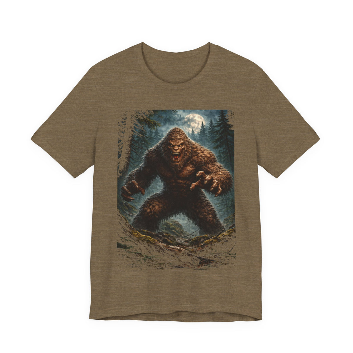 Bigfoot Monster Graphic T-Shirt — Sasquatch Forest Night Tee
