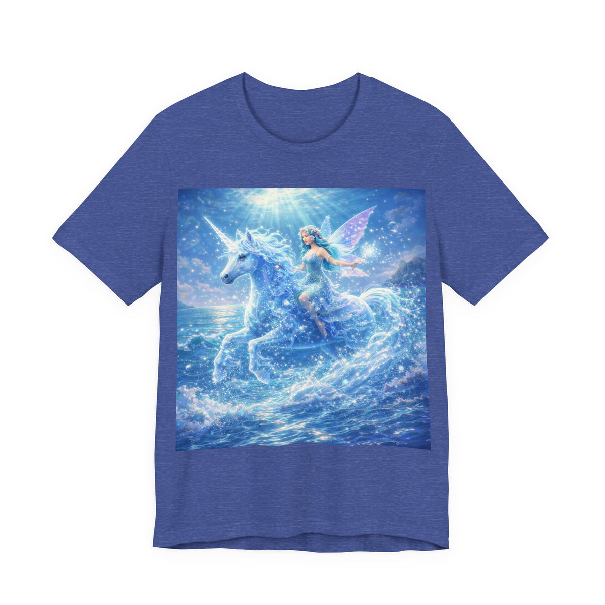 Mystic Sea Unicorn Tee — Fairy Riding Pegasus Surfing Ocean Graphic T-Shirt
