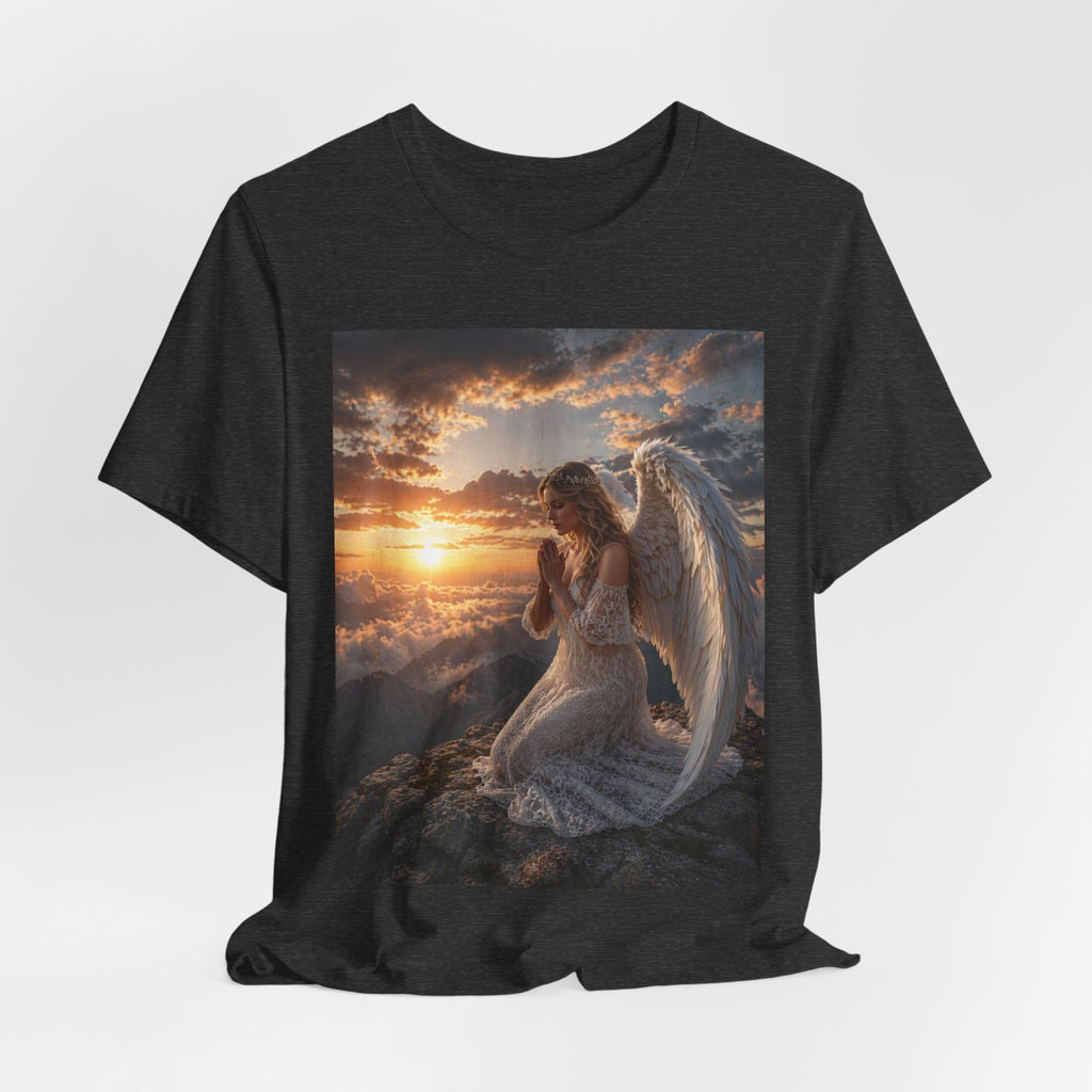 Angel Prayer T‑Shirt — Serene Winged Angel Sunset Tee
