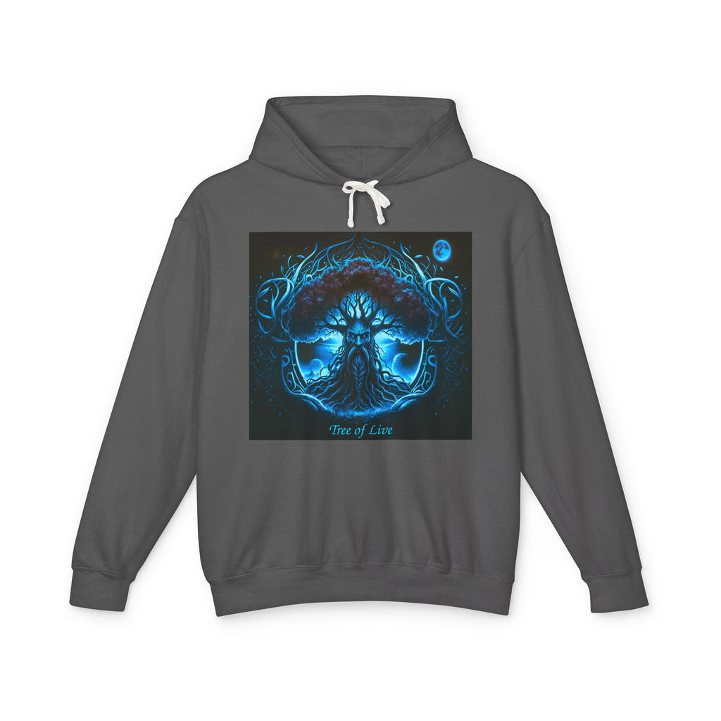 Yggdrasil, thYggdrasil- Viking symbols/Norse symbols but an important element of the Norse faith itself.---Tree of Life Hoodie — Blue Mystical Nature Graphic Hooded Sweatshirt
