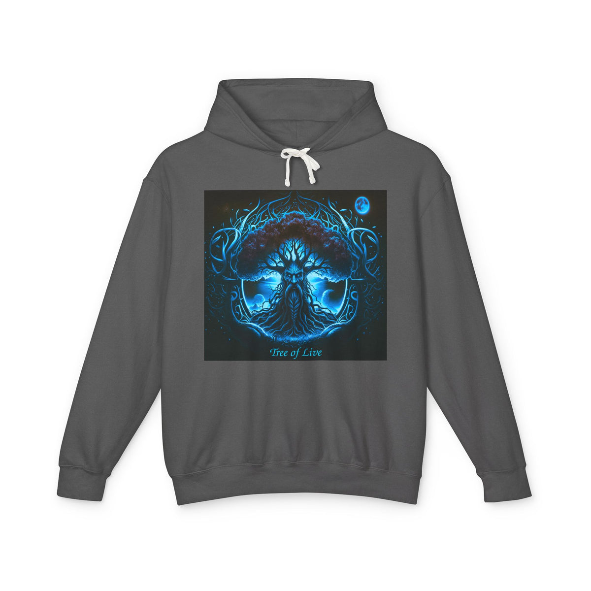 Yggdrasil, thYggdrasil- Viking symbols/Norse symbols but an important element of the Norse faith itself.---Tree of Life Hoodie — Blue Mystical Nature Graphic Hooded Sweatshirt