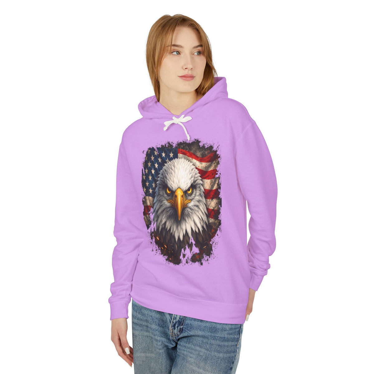 American Bald Eagle Hoodie — Patriotic Flag Graphic Sweatshirt