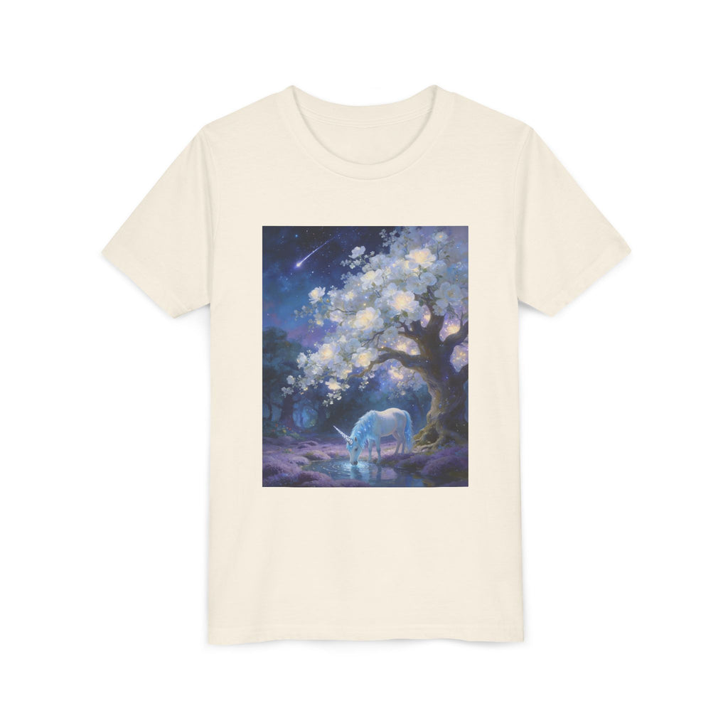 Youth Tee — Magical Night Unicorn Under Starry Tree