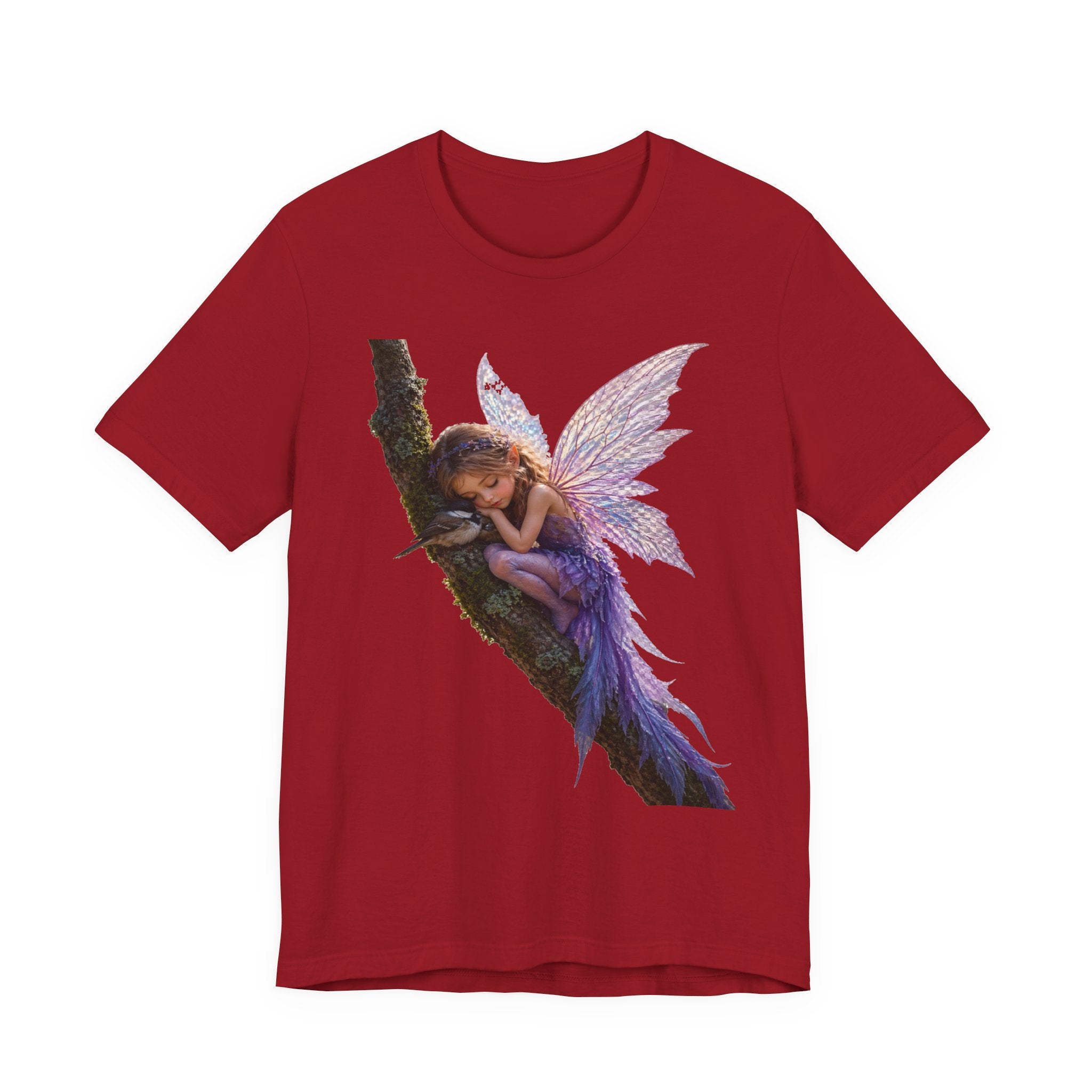Fairy Sleeping on Branch T-Shirt — Magical Purple Fairy Tee for Women & Girls