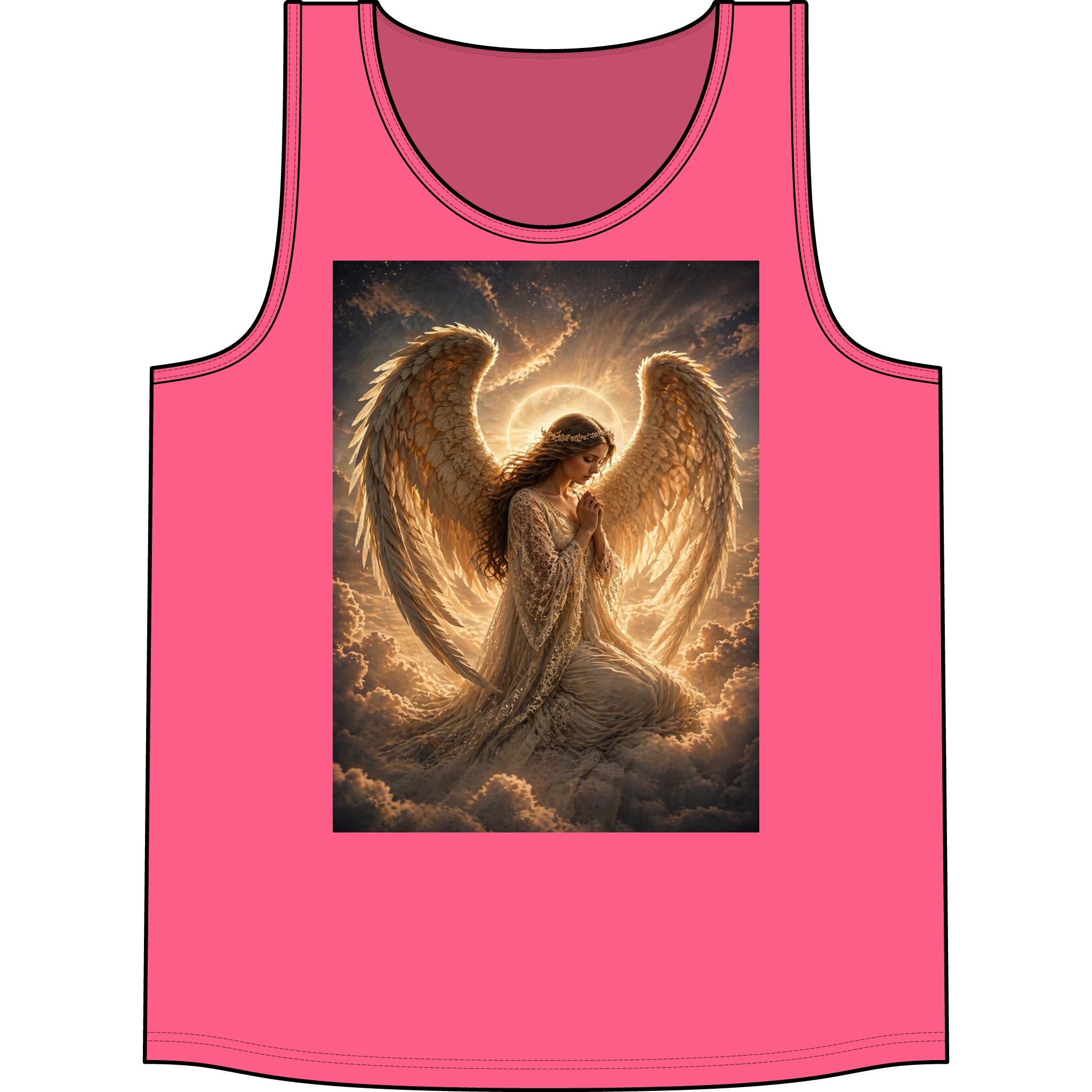 Angel Wings Tank Top — Golden Praying Angel Graphic Tank